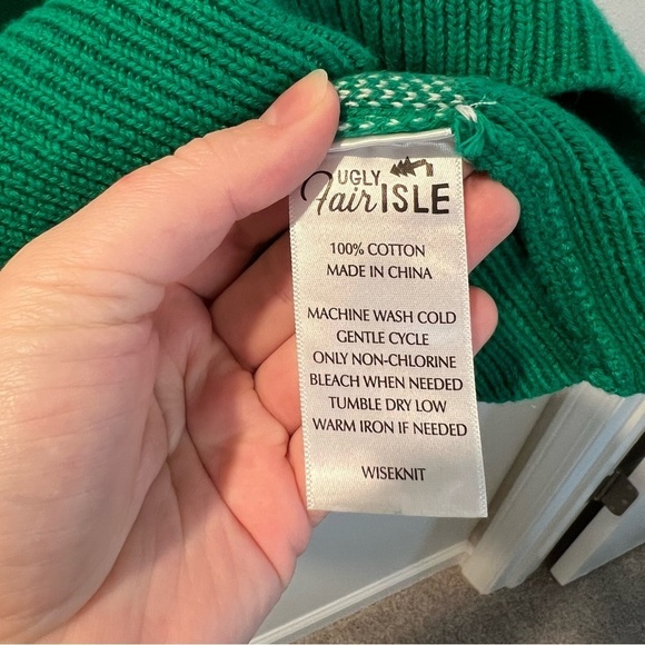 Women’s Ugly Fair aisle green OH DEER Christmas sweater size large L - Picture 5 of 8
